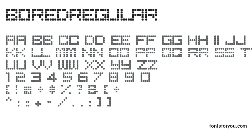 Czcionka BoredRegular – alfabet, cyfry, specjalne znaki