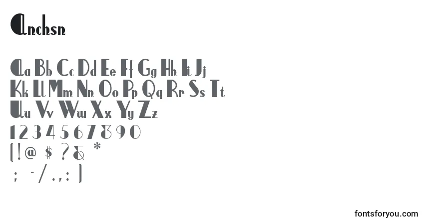 Шрифт Anchsn – алфавит, цифры, специальные символы