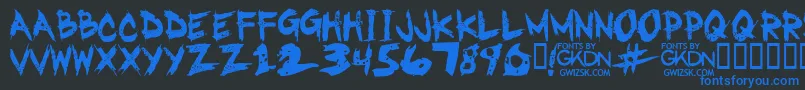 Czcionka GwizskRegular – niebieskie czcionki na czarnym tle