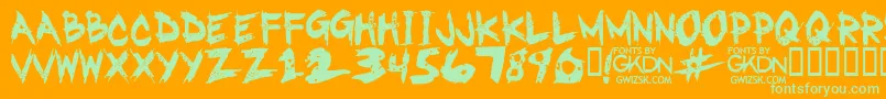 GwizskRegular Font – Green Fonts on Orange Background