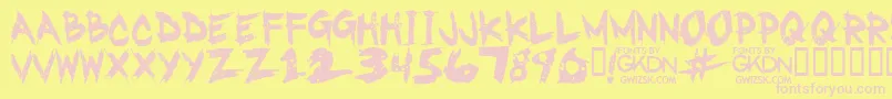GwizskRegular-fontti – vaaleanpunaiset fontit keltaisella taustalla