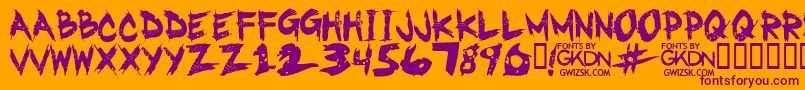 フォントGwizskRegular – オレンジの背景に紫のフォント