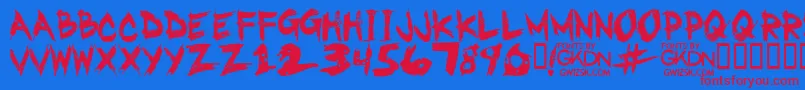 Fonte GwizskRegular – fontes vermelhas em um fundo azul