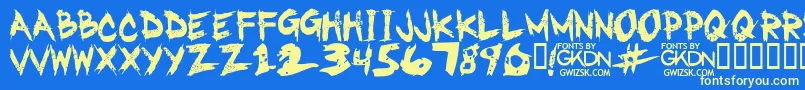 GwizskRegular Font – Yellow Fonts on Blue Background