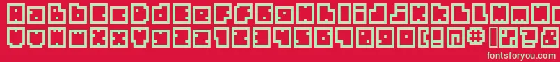 フォントBmbia – 赤い背景に緑の文字