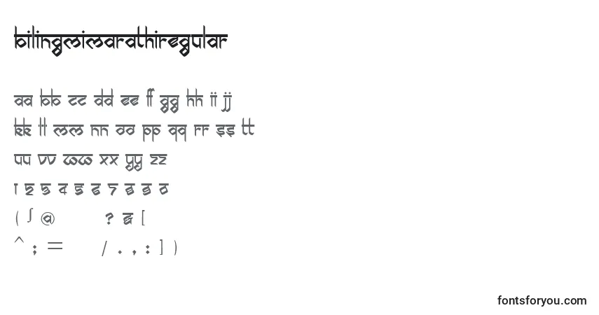 Czcionka BilingmimarathiRegular – alfabet, cyfry, specjalne znaki