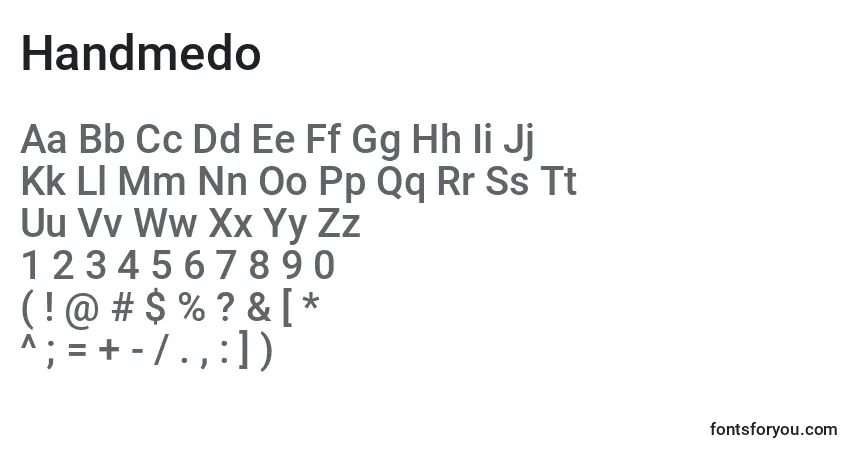Fuente Handmedo - alfabeto, números, caracteres especiales
