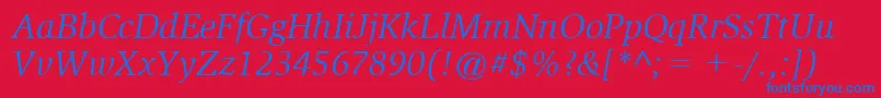 ItcSlimbachLtBookItalic Font – Blue Fonts on Red Background