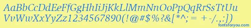 ItcSlimbachLtBookItalic Font – Blue Fonts on Yellow Background