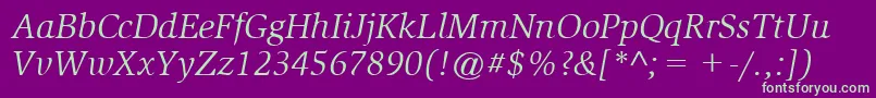 ItcSlimbachLtBookItalic Font – Green Fonts on Purple Background