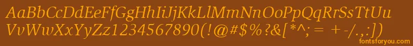 ItcSlimbachLtBookItalic Font – Orange Fonts on Brown Background