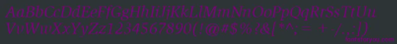 フォントItcSlimbachLtBookItalic – 黒い背景に紫のフォント