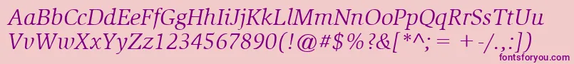 ItcSlimbachLtBookItalic Font – Purple Fonts on Pink Background