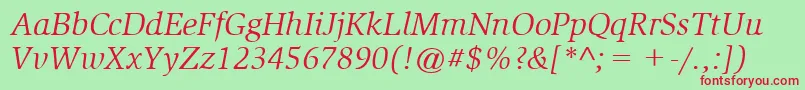 ItcSlimbachLtBookItalic Font – Red Fonts on Green Background