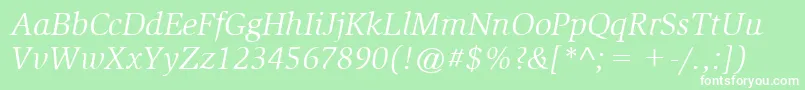 ItcSlimbachLtBookItalic Font – White Fonts on Green Background
