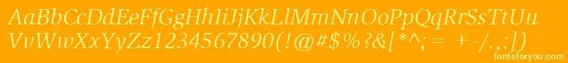 ItcSlimbachLtBookItalic Font – Yellow Fonts on Orange Background