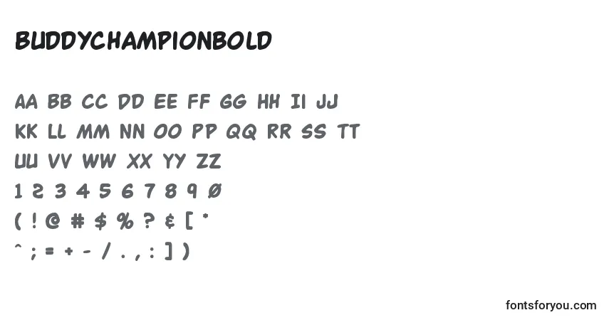 Buddychampionbold-fontti – aakkoset, numerot, erikoismerkit