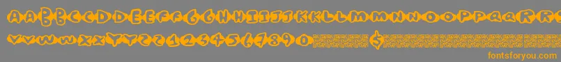 Weitere Informationen zur Chickenwaffles-Schriftart Chickenwaffles-Schriftart – Orangefarbene Schriften auf grauem Hintergrund