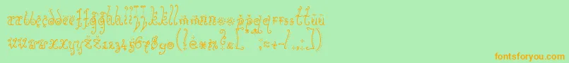 フォントSunflower – オレンジの文字が緑の背景にあります。