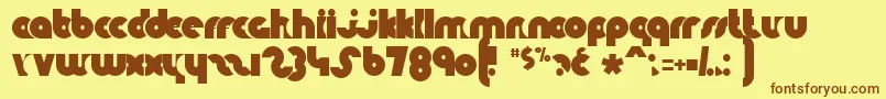 フォントKnuckleDown – 茶色の文字が黄色の背景にあります。