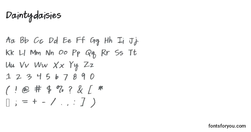Czcionka Daintydaisies – alfabet, cyfry, specjalne znaki