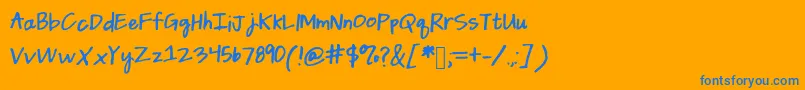 Daintydaisies-Schriftart – Blaue Schriften auf orangefarbenem Hintergrund