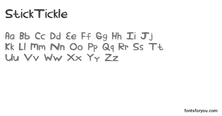 A fonte StickTickle – alfabeto, números, caracteres especiais