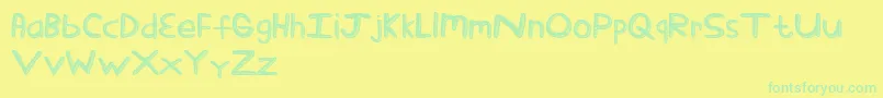 StickTickle-fontti – vihreät fontit keltaisella taustalla