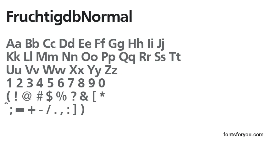 Czcionka FruchtigdbNormal – alfabet, cyfry, specjalne znaki