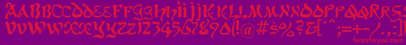 Fonte KoheletRegular – fontes vermelhas em um fundo violeta
