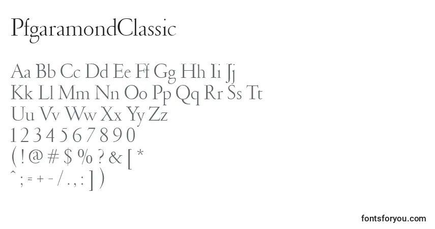 Fuente PfgaramondClassic - alfabeto, números, caracteres especiales