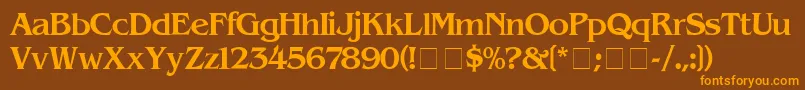 BenguiatMedium-Schriftart – Orangefarbene Schriften auf braunem Hintergrund