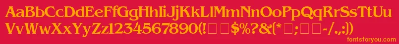 BenguiatMedium-Schriftart – Orangefarbene Schriften auf rotem Hintergrund