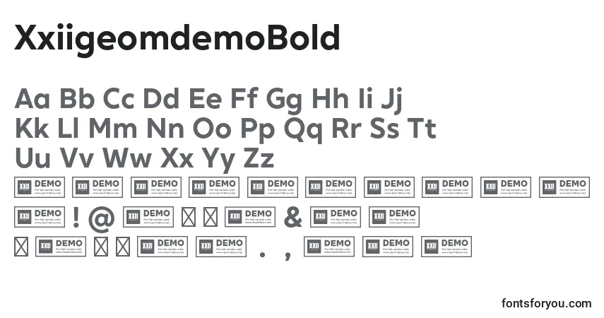 A fonte XxiigeomdemoBold – alfabeto, números, caracteres especiais