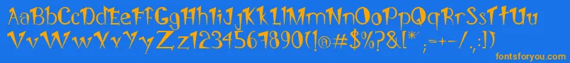 フォントPongo – オレンジ色の文字が青い背景にあります。