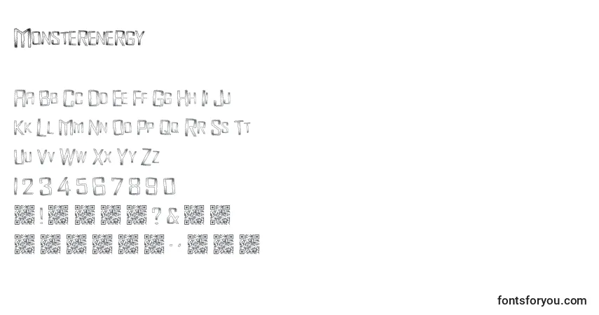 Schriftart Monsterenergy – Alphabet, Zahlen, spezielle Symbole