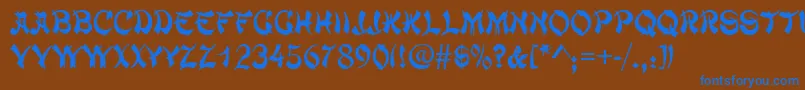 ChowmeinRegular Font – Blue Fonts on Brown Background