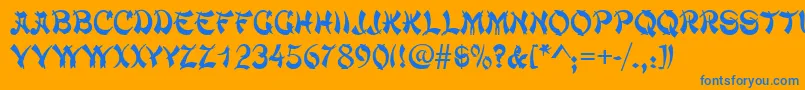 ChowmeinRegular Font – Blue Fonts on Orange Background