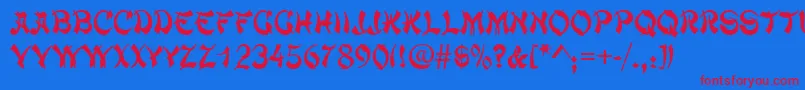 ChowmeinRegular Font – Red Fonts on Blue Background