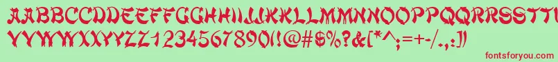 ChowmeinRegular Font – Red Fonts on Green Background