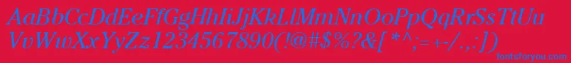 ItcCheltenhamLtBookItalic Font – Blue Fonts on Red Background