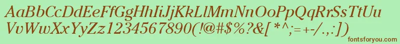 ItcCheltenhamLtBookItalic Font – Brown Fonts on Green Background