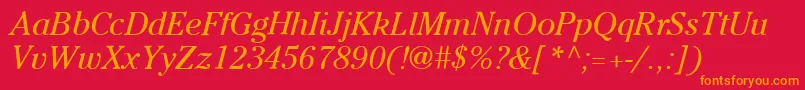 ItcCheltenhamLtBookItalic Font – Orange Fonts on Red Background