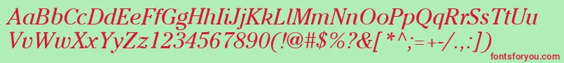 ItcCheltenhamLtBookItalic Font – Red Fonts on Green Background