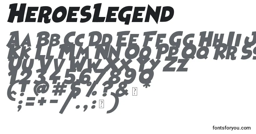 Шрифт HeroesLegend – алфавит, цифры, специальные символы