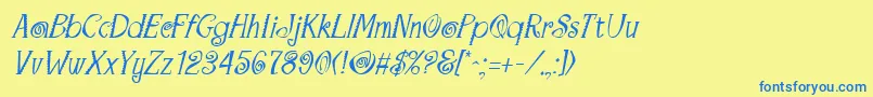 MaracaItalic Font – Blue Fonts on Yellow Background
