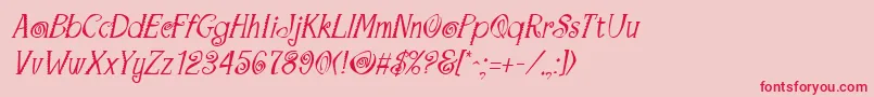 フォントMaracaItalic – ピンクの背景に赤い文字