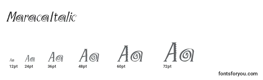 MaracaItalic Font Sizes