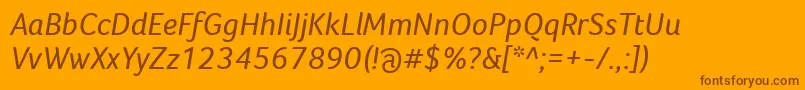 FocoItalic-Schriftart – Braune Schriften auf orangefarbenem Hintergrund