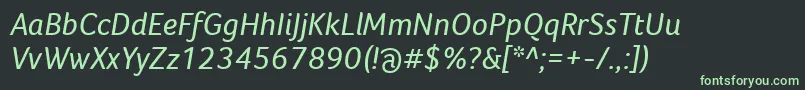 Fonte FocoItalic – fontes verdes em um fundo preto
